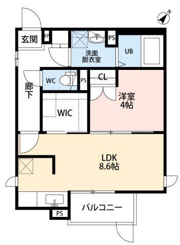 CB和白セレン(1LDK/1階)の間取り写真