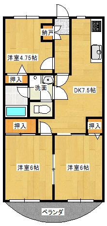 クレインフォレスト(3DK/2階)の間取り写真