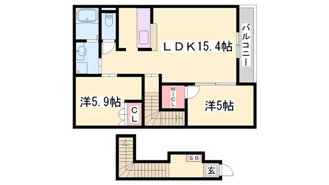フォレストII(2LDK/2階)の間取り写真