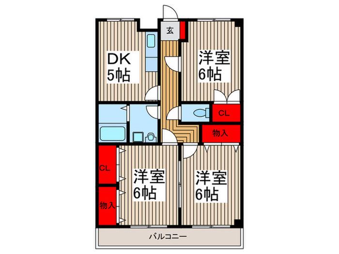 宮地コーポ(3DK/3階)の間取り写真