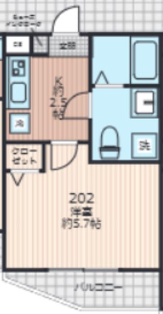 EVERA大倉山(1K/2階)の間取り写真