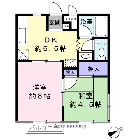 リーベンハイム(2K/2階)の間取り写真