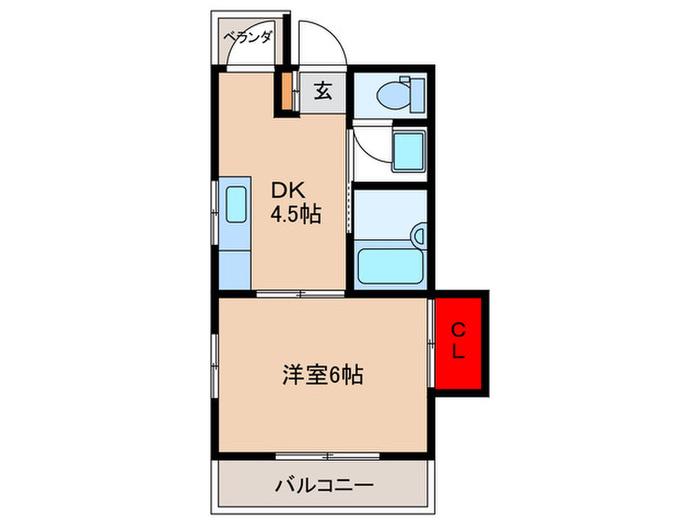コーポサカエ(1DK/3階)の間取り写真