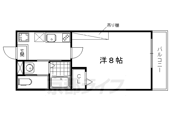 アークリード洛北(1K/3階)の間取り写真