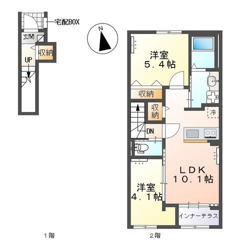 エアルームシノ(2LDK/2階)の間取り写真
