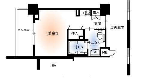 クレスト中府(ワンルーム/4階)の間取り写真