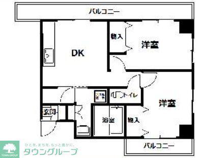 ラ・ベーラー是政(2DK/2階)の間取り写真