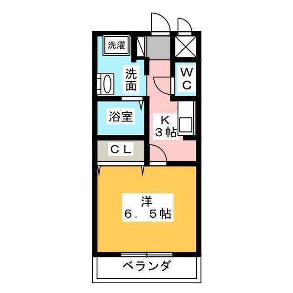エスポアール寺本(1K/1階)の間取り写真