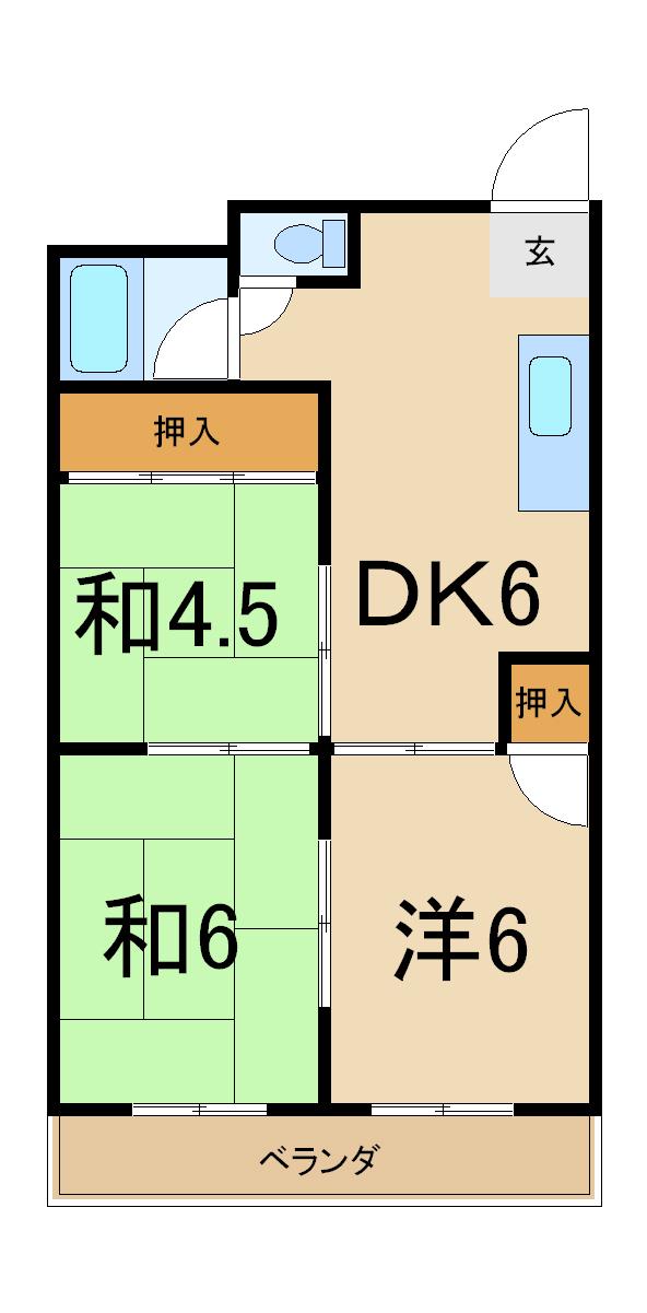 ハイツ西川(3DK/1階)の間取り写真