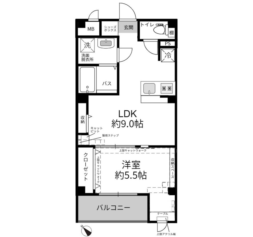 キャッツベル秋山(1LDK/2階)の間取り写真