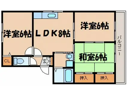 あかしやマンション(3LDK/1階)の間取り写真