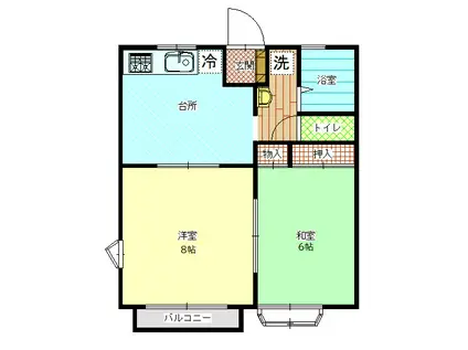 サンハイムしのぶ(2DK/1階)の間取り写真