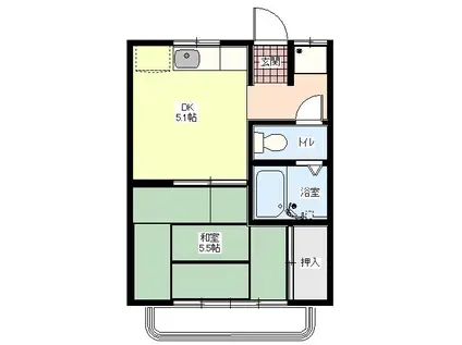 コーポイサミ(1DK/2階)の間取り写真