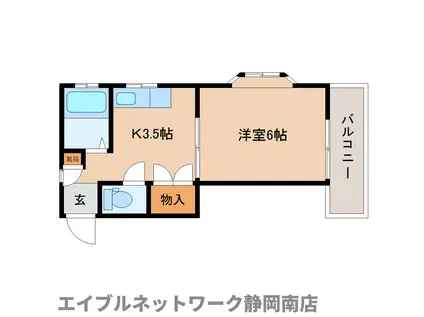 レタンA(1K/1階)の間取り写真