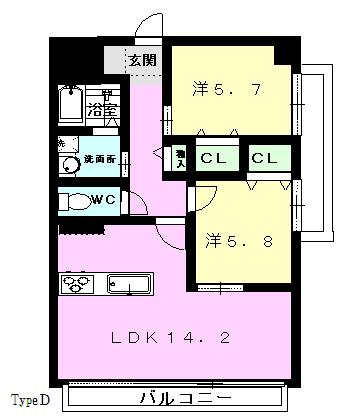 ノブハウス大津(2LDK/1階)の間取り写真
