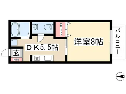 ハウスナカザワ F棟(1DK/1階)の間取り写真