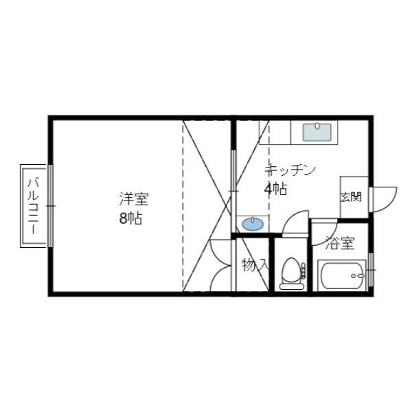 サニーウェル根城B(1K/2階)の間取り写真