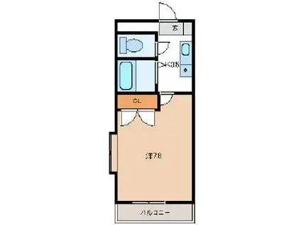 ウインディ幸福ヶ丘(1K/2階)の間取り写真