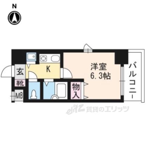 プレサンス京都烏丸御池2(1K/9階)の間取り写真
