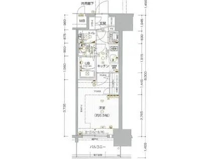 エスプレイス神戸ハーバーウエスト(1K/10階)の間取り写真