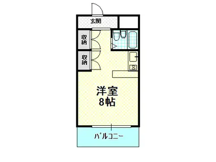ユウパレス泉佐野・中町(ワンルーム/2階)の間取り写真