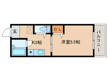アーネスハイツオータニ(1K/2階)の間取り写真