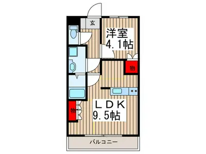 サザンクロスA(1LDK/2階)の間取り写真