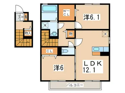 アゼリアA(2LDK/2階)の間取り写真