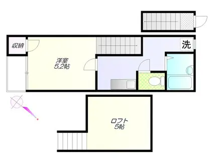 GREENRISE神楽坂(1K/2階)の間取り写真