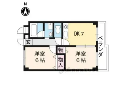 クオーレ名木(2DK/1階)の間取り写真