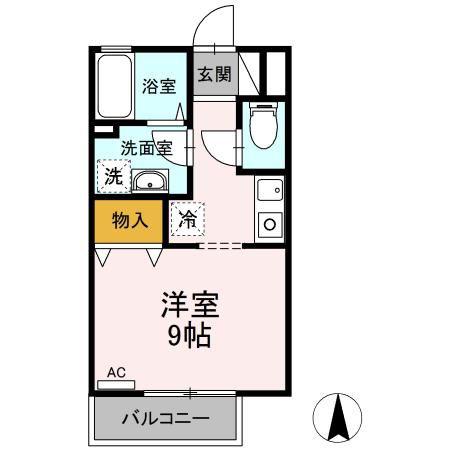 パティオ翼(ワンルーム/2階)の間取り写真