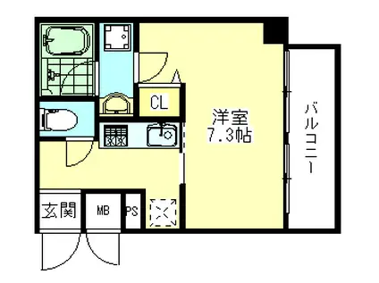 アクシア東有岡(1K/3階)の間取り写真