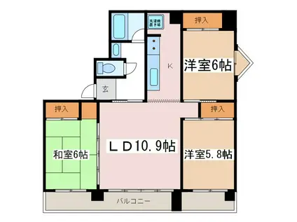 レジデンス渚(3LDK/1階)の間取り写真