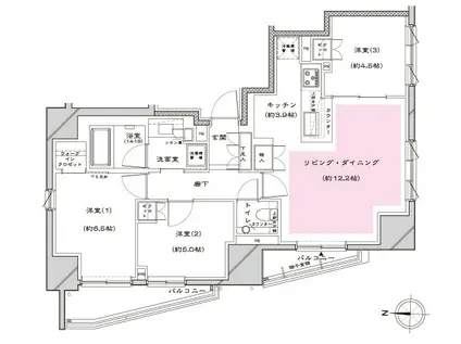 グランスイート四谷エクシア(3LDK/3階)の間取り写真