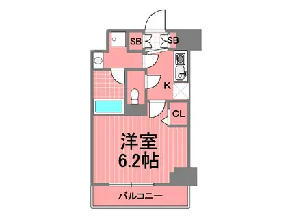 ルクシェール横濱生麦(1K/6階)の間取り写真