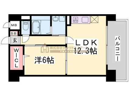 L・ISOBE三宮(1LDK/12階)の間取り写真