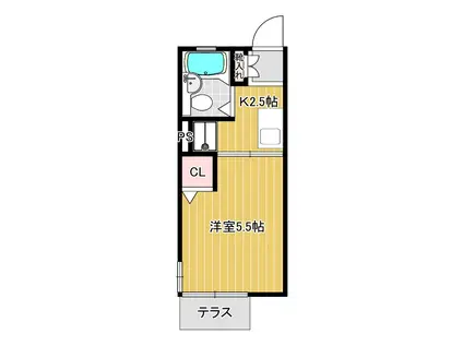 シティーハイム富士見(1K/1階)の間取り写真