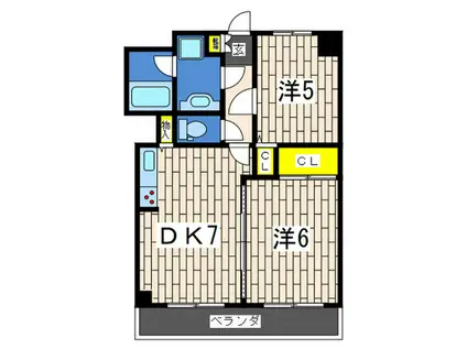 クリオ戸塚伍番館(2DK/5階)の間取り写真