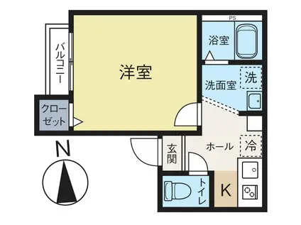 ヴィラート東浦和(1K/1階)の間取り写真