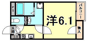 レオネクストエルテIII(1K/1階)の間取り写真
