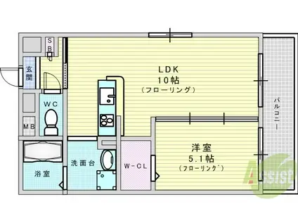 第21関根マンション(1LDK/9階)の間取り写真