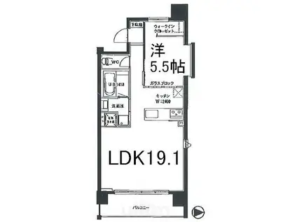 IL ROSSO堀川六角(1LDK/12階)の間取り写真