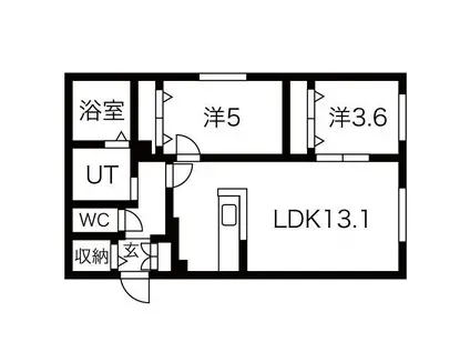 北15東7MS(2LDK/2階)の間取り写真