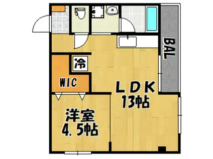 チアリ小松(1LDK/4階)の間取り写真