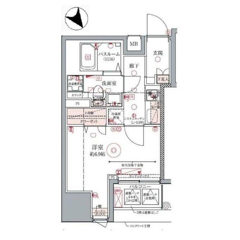 ドムス・スタイル銀座東(1K/13階)の間取り写真