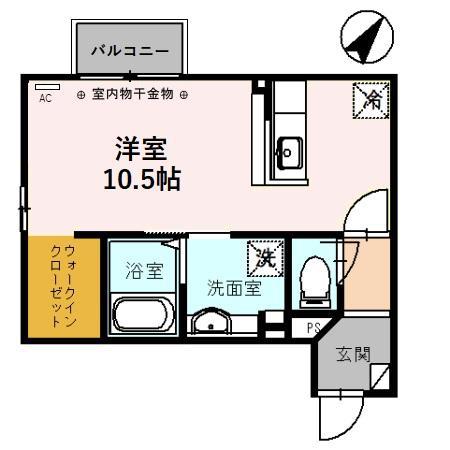 CASA DE MOMO(ワンルーム/2階)の間取り写真