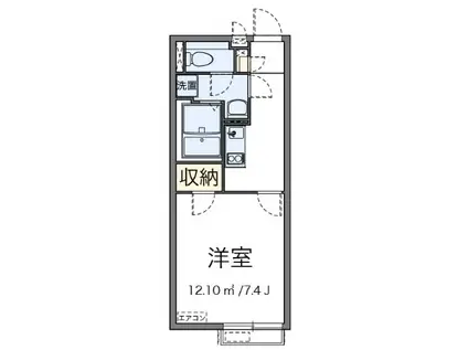 T ヴィルヌーブ(1K/2階)の間取り写真