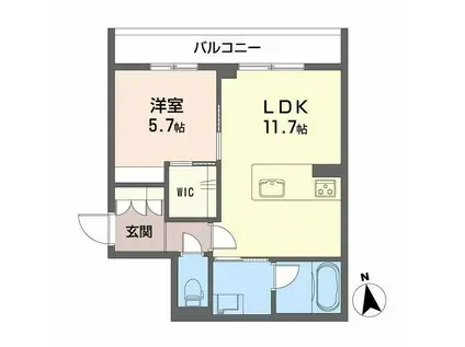 CARREFOUR菊陽(1LDK/3階)の間取り写真