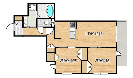 ヘーベルメゾン矢向(2LDK/1階)の間取り写真
