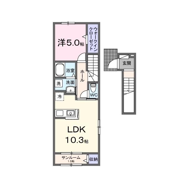 ヒカルサつくば要ウエストI(1LDK/2階)の間取り写真